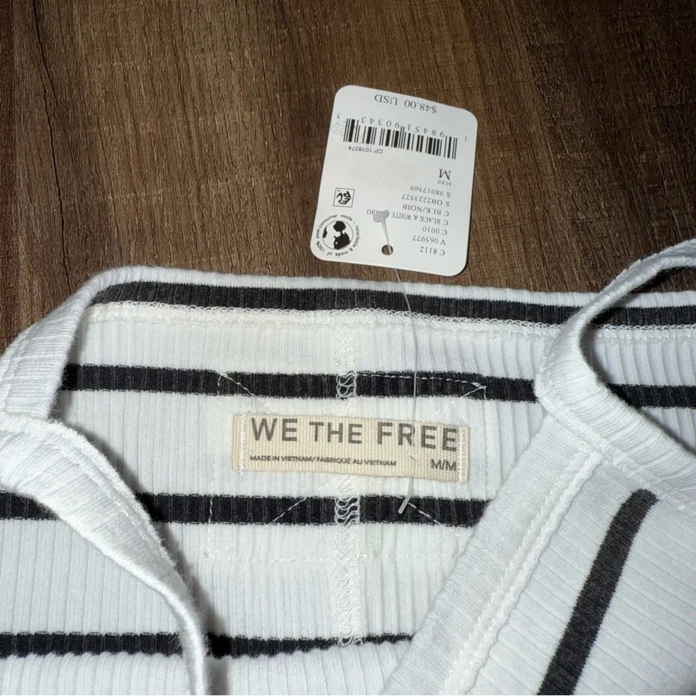 NWT Free People We the Free White & black High Neck Tank Top